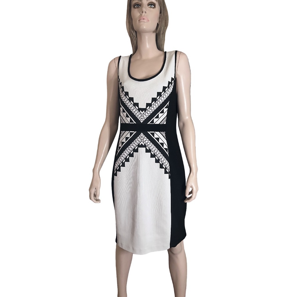 Joseph Ribkoff Dress Graphic Tribal Geometric Tank Sheath Made in Canada - Picture 2 of 16